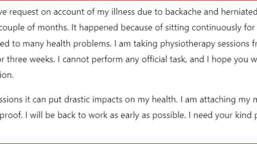 Absence excuse message for various medical reasons