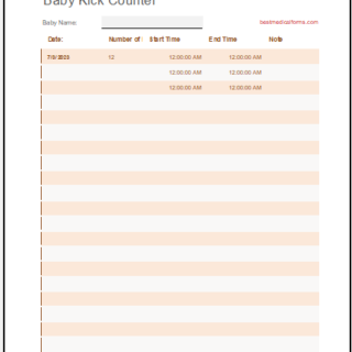 Baby Kick Counter Template for Excel