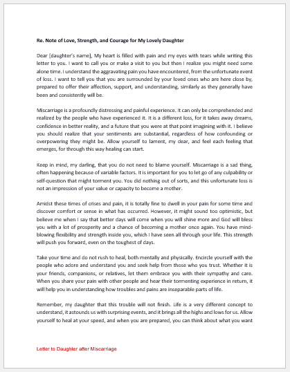Letter to Daughter after Miscarriage
