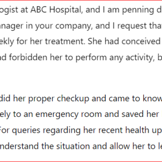 Fake miscarriage doctor note sample