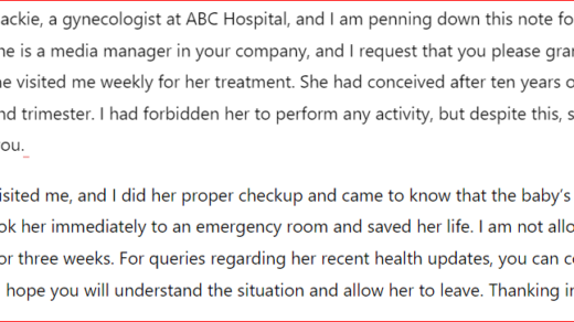 Fake miscarriage doctor note sample