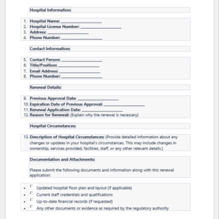 Form for Renewal of Hospital Circumstances