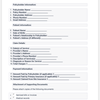 Health insurance claim form template