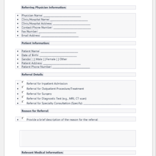 Hospital referral form template