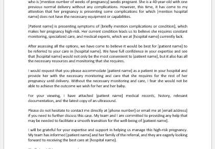 Medical referral letter template