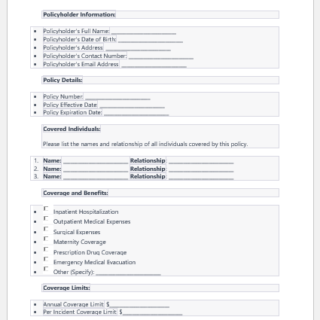 Mediclaim policy form template