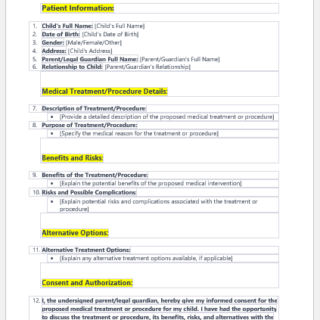 Child and Adolescent Consent Form