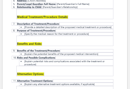 Child and Adolescent Consent Form