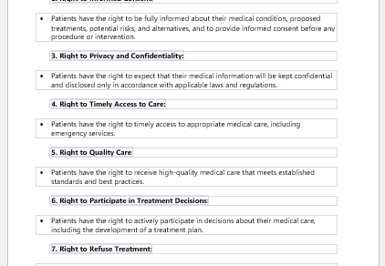 Client Bill of Rights -medical