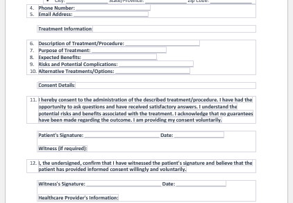 Consent to treatment form template