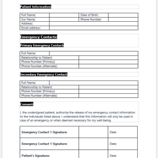 Emergency contact consent form