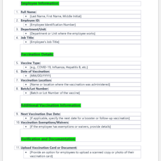 Employee Vaccination Record Form