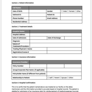 Hospital Insurance Eligibility Confirmation Form
