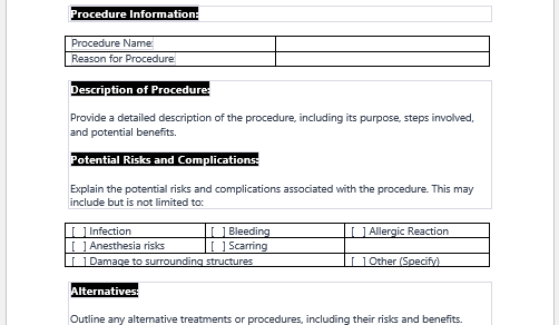 Informed Consent for Procedures Form