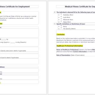 Medical Fitness Certificate for Employment