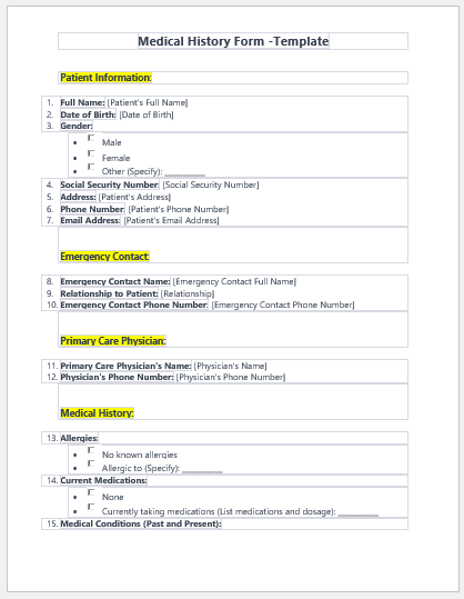 Medical History Form