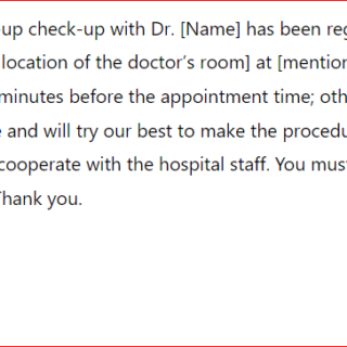 Patient Registration Confirmation Message