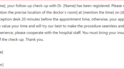 Patient Registration Confirmation Message