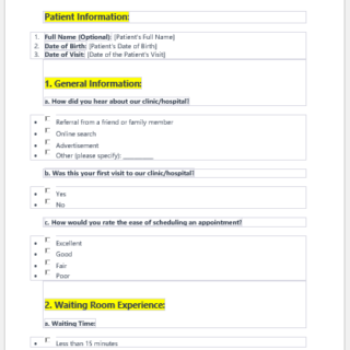 Patient Satisfaction Survey Form