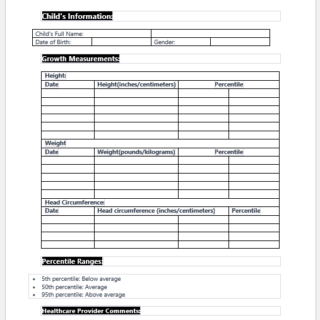 Pediatric Growth Chart Template