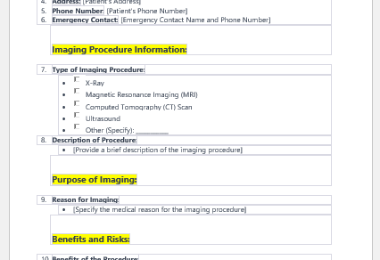 Radiology and Imaging Consent Form