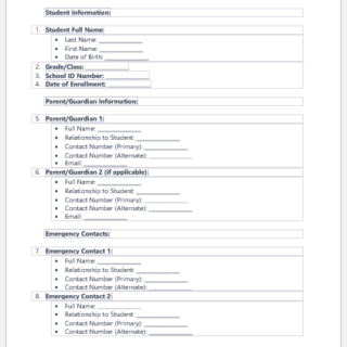 Student Health Information Form