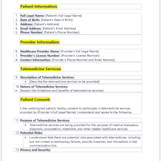 Telemedicine Consent Form Template