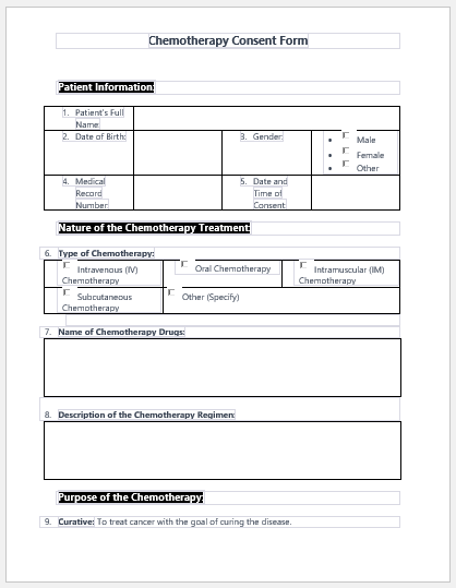 Chemotherapy Consent Form