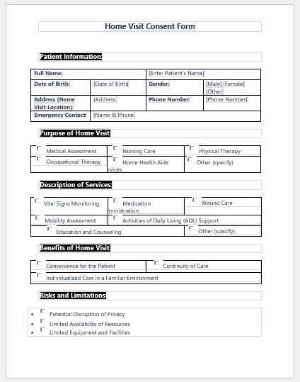 Home Visit Consent Form