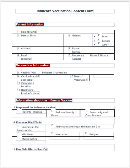 Influenza Vaccination Consent Form