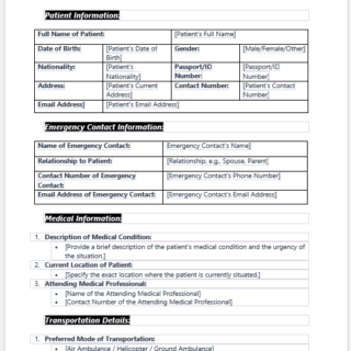 Medical Evacuation Request Form