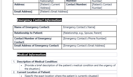 Medical Evacuation Request Form