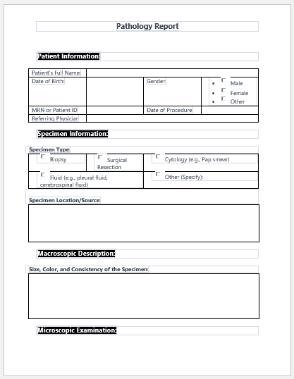 Pathology Report Template