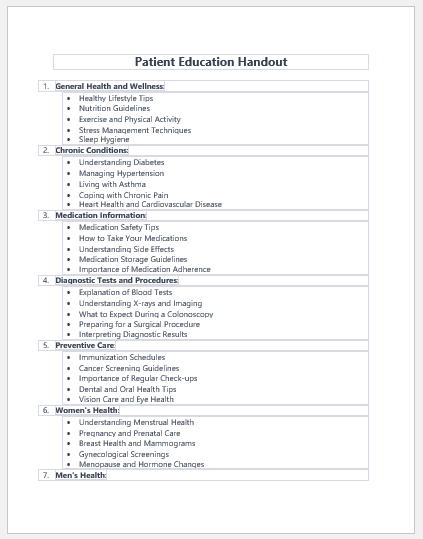 Patient Education Handout