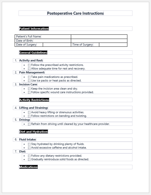 Postoperative Care Instructions