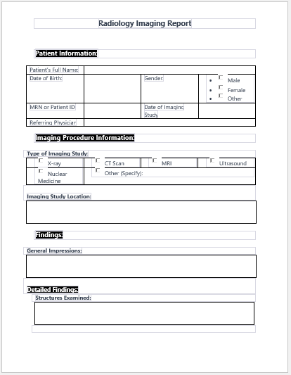 Radiology Imaging Report