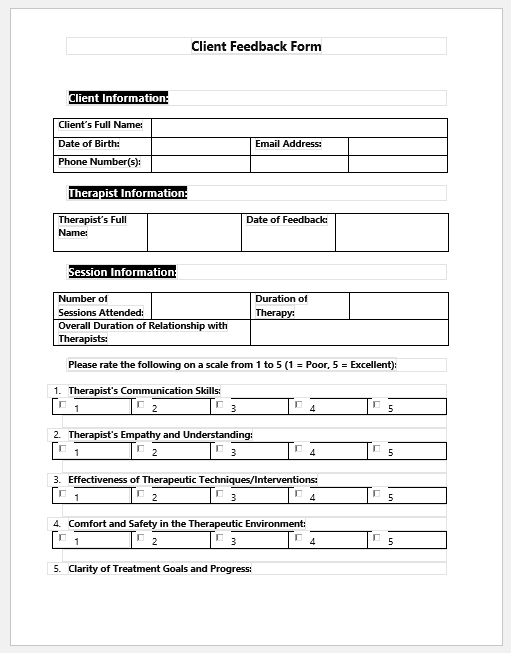 Client Feedback Form