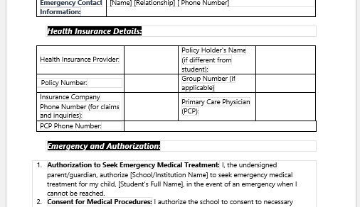 Health Insurance Information Form