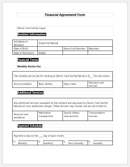 Financial Agreement Form