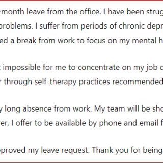 Letter to Employer Requesting Mental Health Leave