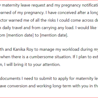 Pregnancy note to employer